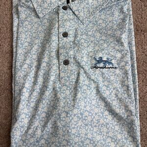FootJoy Blue and White Polo Shirt with Floral Pattern